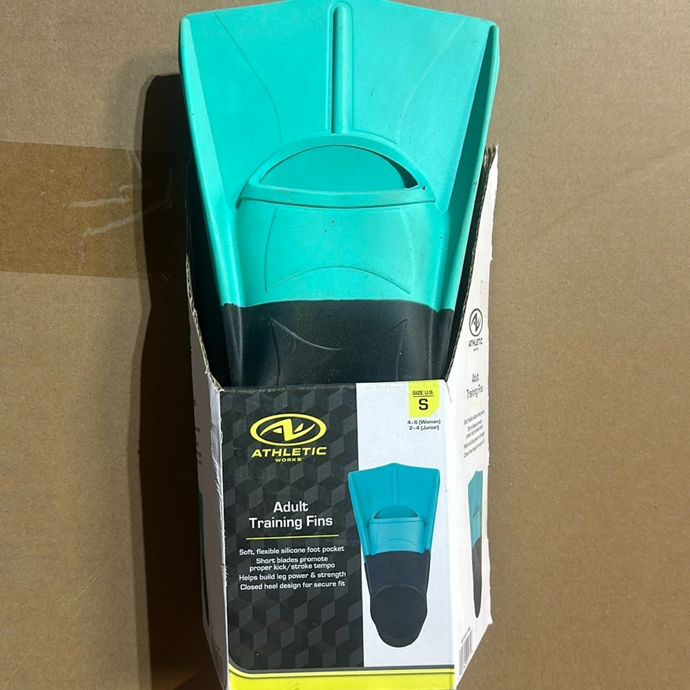 Athletic Works Adult Short Blade Silicone Swim Training Fin, Teal, Small